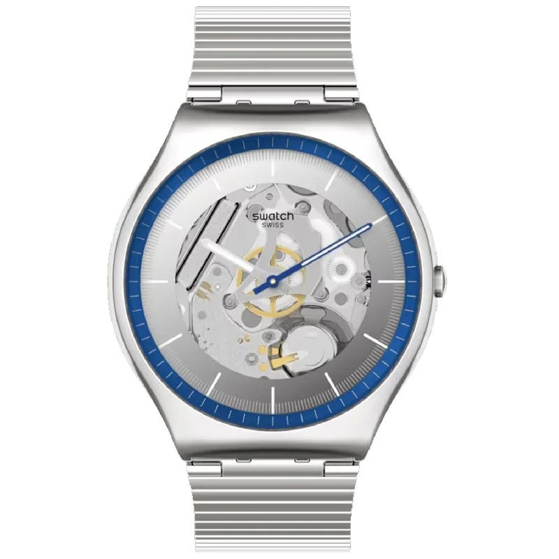 Women’s chunky ring-Swatch Men's Skin Monthly Drops Ringing in Blue Grey Dial Watch - SS07S116GG - 6 (36)