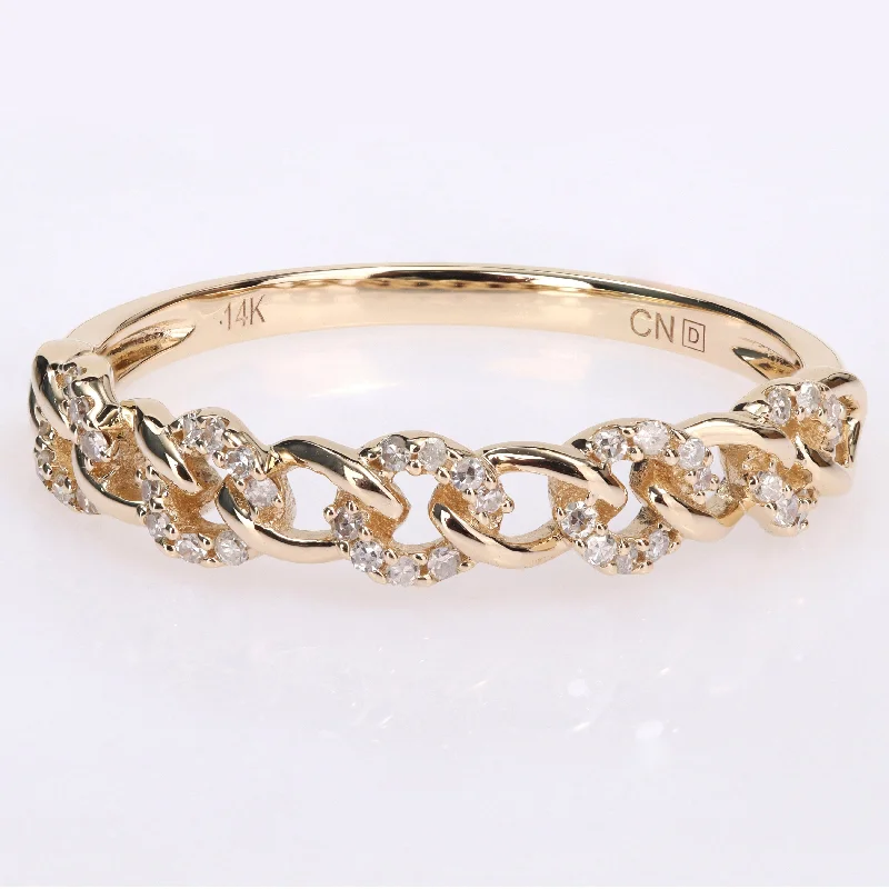 Women’s halo diamond ring-Miadora 1/8ct TDW Diamond Stackable Link Ring in 14k Yellow Gold