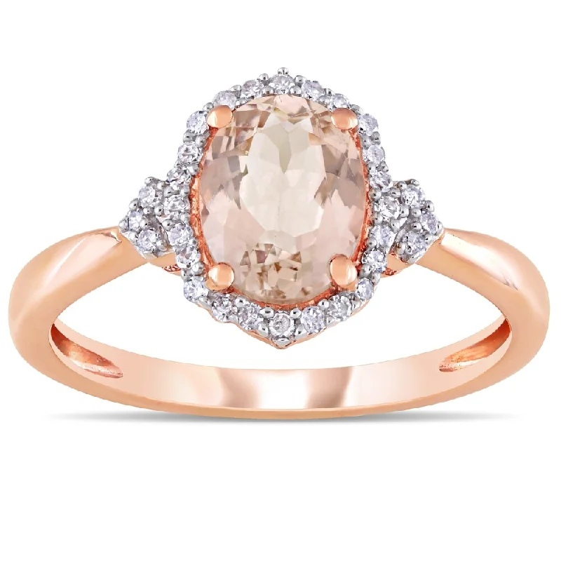 Women’s promise ring-Miadora 10k Rose Gold Morganite and 1/8ct TDW Diamond Halo Ring