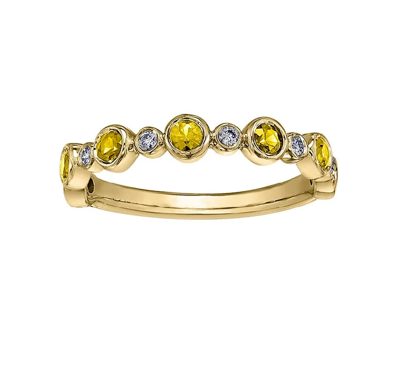 Women’s geometric ring-10kt Yellow Gold Diamond and Yellow Sapphire Ring