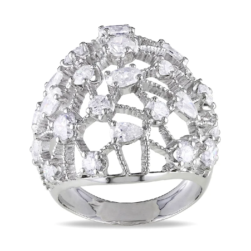 Women’s pearl-studded ring-Miadora Signature Collection 14k White Gold 2 3/4ct TDW Diamond Cocktail Ring