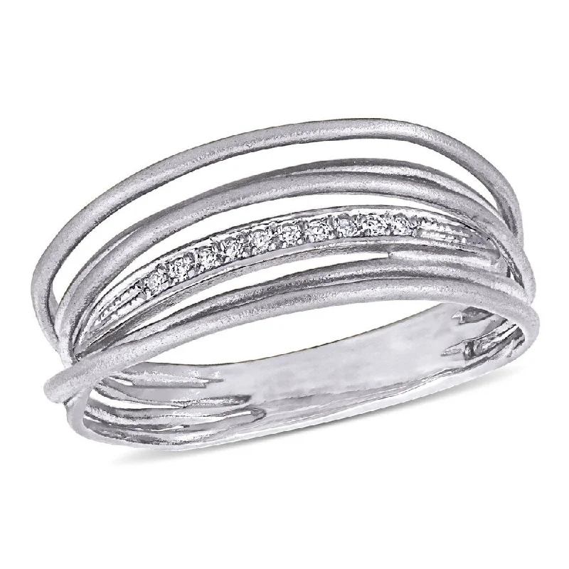 Women’s art deco ring-Miadora 14k White Gold Diamond Accent Abstract Coil Eternity Band Ring