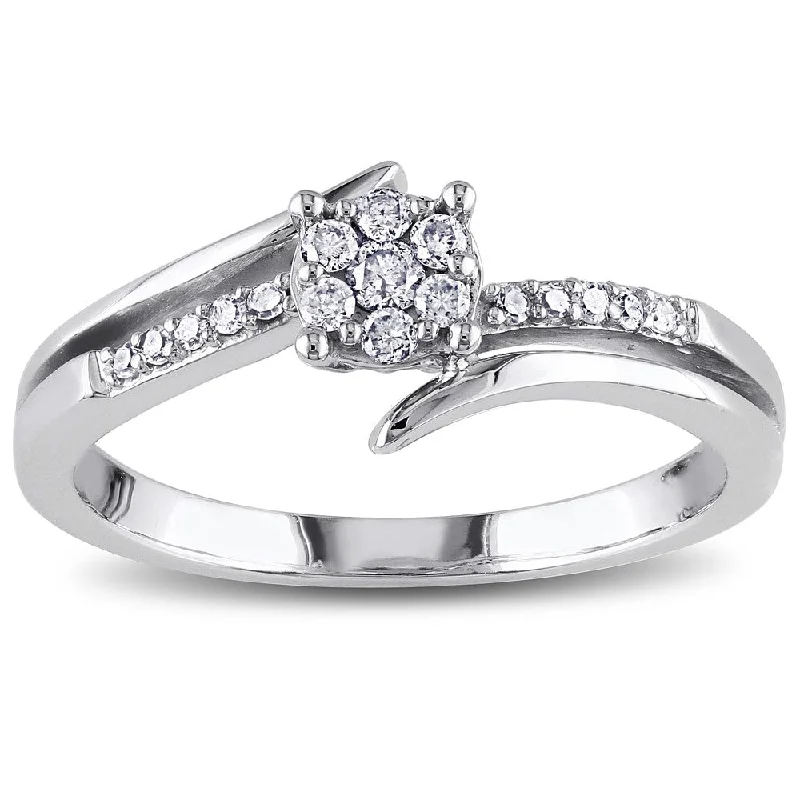 Women’s split band ring-Miadora 10k White Gold 1/5ct TDW Diamond Cluster Promise Ring