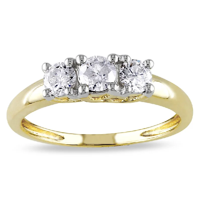 Women’s unique ring-Miadora 14k Yellow Gold 1/2ct TDW Diamond 3-Stone Ring