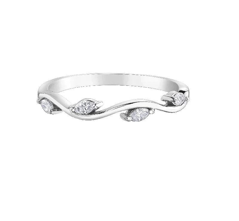 Women’s art deco engagement ring-14kt White Gold 0.14cttw Stackable Ring