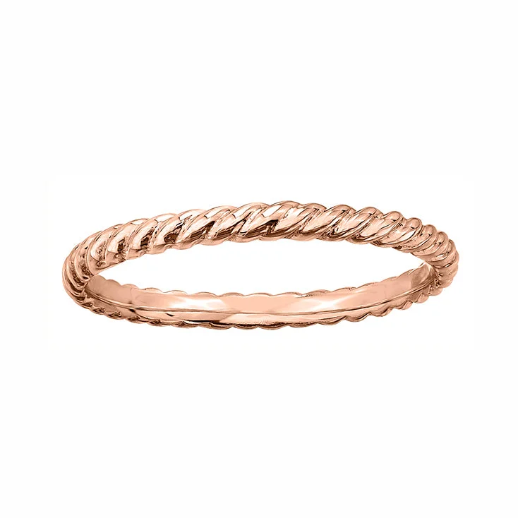 Women’s vintage engagement ring-10kt Rose Gold Rope Stackable Ring