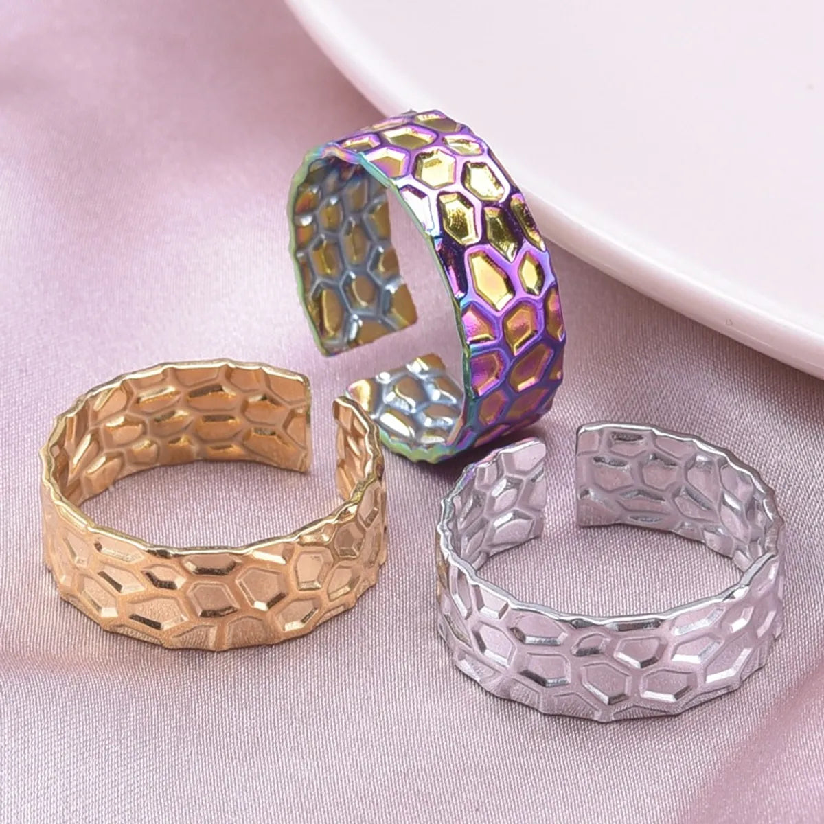 Women’s anniversary diamond ring-Wholesale Basic Solid Color Stainless Steel Plating Open Rings