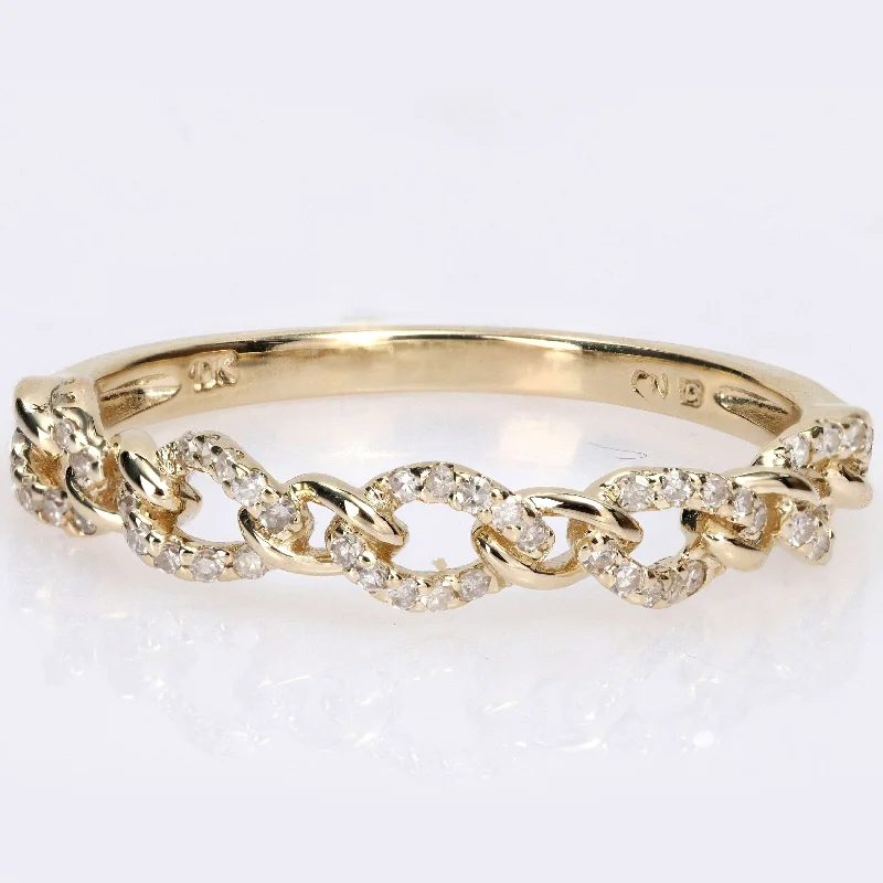 Women’s art deco ring-Miadora 1/6ct TDW Diamond Stackable Curb Link Ring in 10k Yellow Gold