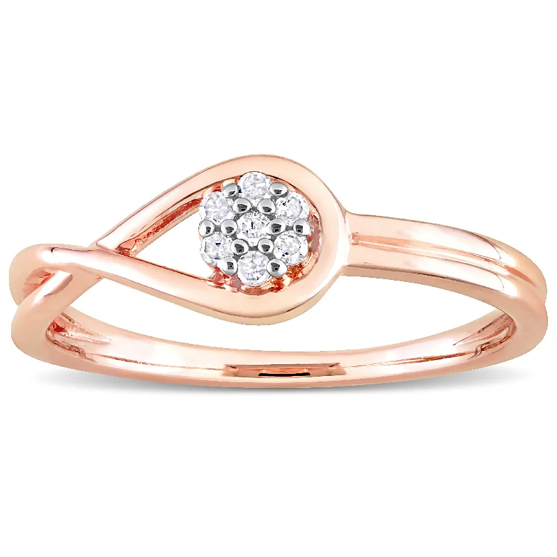 Women’s cocktail ring-Miadora Diamond Accent Infinity Promise Ring in Rose Plated Sterling Silver