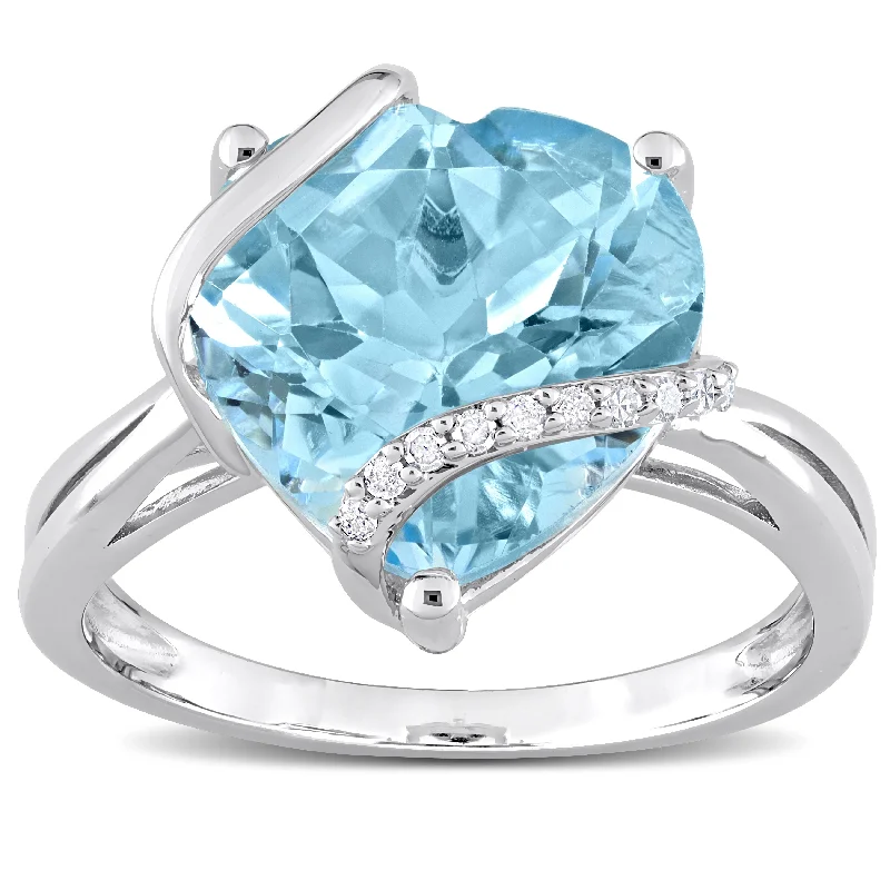 Women’s solitaire ring-Miadora Heart-cut Sky Blue Topaz & Diamond Accent Swirl Cocktail Ring in Sterling Silver